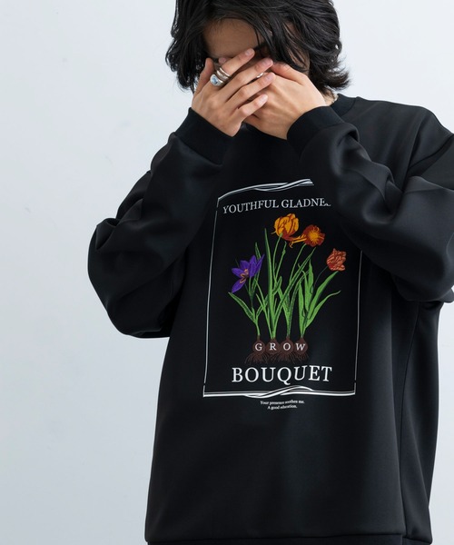 JUNRED（ジュンレッド）の「フラワーレコードルーズプルオーバー（Tシャツ/カットソー・メンズ・ホワイト/ブラック・L/M/S）」の3枚目の写真