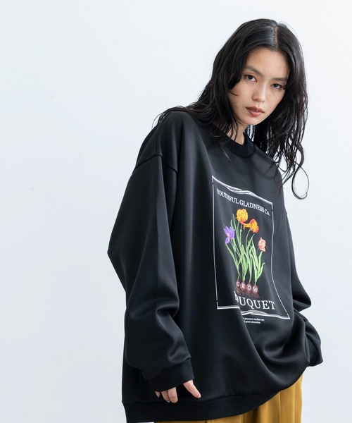 JUNRED（ジュンレッド）の「フラワーレコードルーズプルオーバー（Tシャツ/カットソー・メンズ・ホワイト/ブラック・L/M/S）」の6枚目の写真