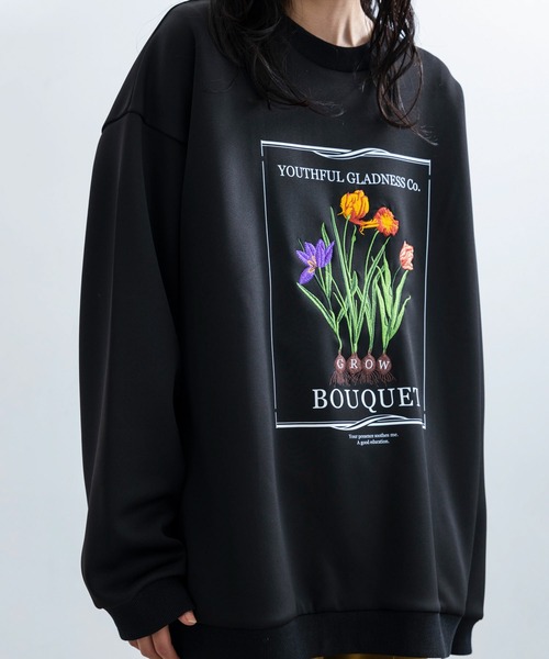 JUNRED（ジュンレッド）の「フラワーレコードルーズプルオーバー（Tシャツ/カットソー・メンズ・ホワイト/ブラック・L/M/S）」の8枚目の写真