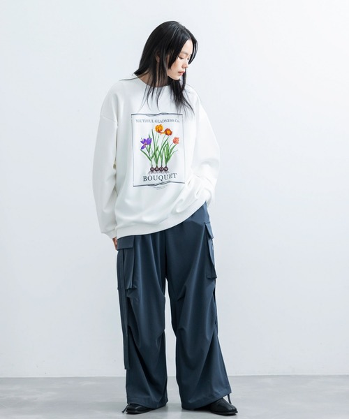 JUNRED（ジュンレッド）の「フラワーレコードルーズプルオーバー（Tシャツ/カットソー・メンズ・ホワイト/ブラック・L/M/S）」の14枚目の写真