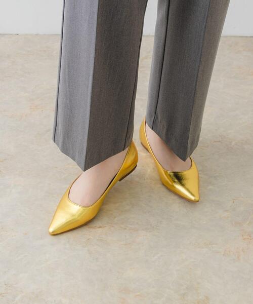 RODE SKO（ロデスコ）の「『MADE IN JAPAN』ポインテッドフラットパンプス（パンプス・レディース・ゴールド/ブラック・37/36/38）」の3枚目の写真