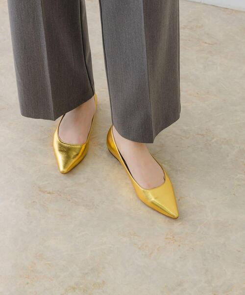 RODE SKO（ロデスコ）の「『MADE IN JAPAN』ポインテッドフラットパンプス（パンプス・レディース・ゴールド/ブラック・37/36/38）」の5枚目の写真