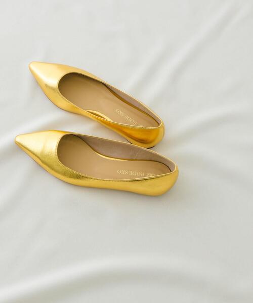 RODE SKO（ロデスコ）の「『MADE IN JAPAN』ポインテッドフラットパンプス（パンプス・レディース・ゴールド/ブラック・37/36/38）」の16枚目の写真