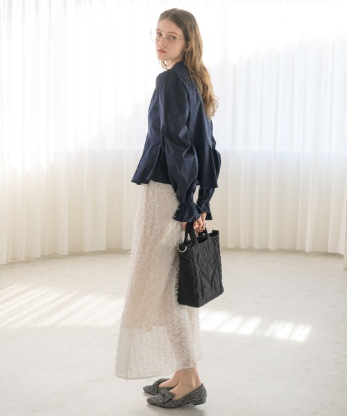 idem（イデム）の「design sleeve peplum blouse/ペプラムブラウス（シャツ/ブラウス・レディース・ネイビー/オフホワイト・FREE）」の22枚目の写真