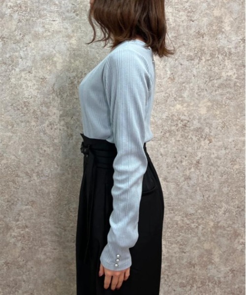 axes femme(アクシーズファム)の「2WAYパール付クロスプルオーバー(Tシャツ/カットソー・レディース・チャコール/サックスブルー/ブラック・FREE)」の5枚目の写真