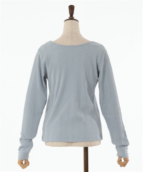 axes femme(アクシーズファム)の「2WAYパール付クロスプルオーバー(Tシャツ/カットソー・レディース・チャコール/サックスブルー/ブラック・FREE)」の9枚目の写真