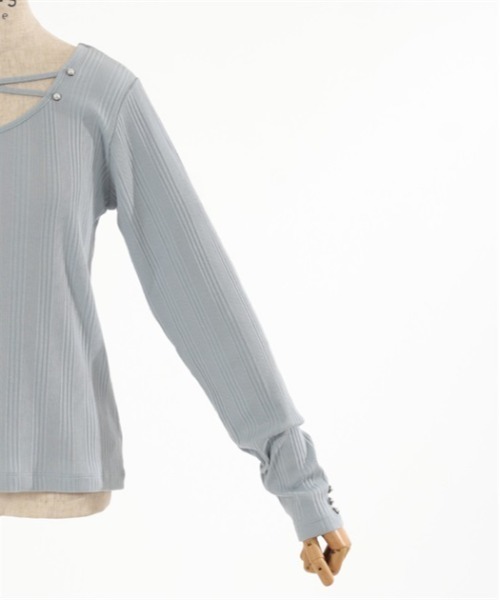 axes femme(アクシーズファム)の「2WAYパール付クロスプルオーバー(Tシャツ/カットソー・レディース・チャコール/サックスブルー/ブラック・FREE)」の15枚目の写真
