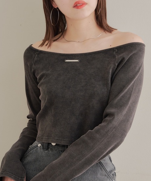 Chico（チコ）の「【追加予約開始/2way】ピグメントオフショルリブT（Tシャツ/カットソー・レディース・ホワイト/ブラック/グレー/ブルー/ブラック系その他2・FREE）」の4枚目の写真