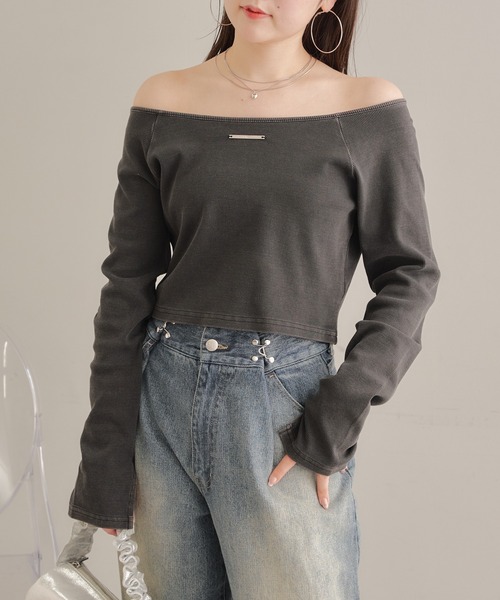 Chico（チコ）の「【追加予約開始/2way】ピグメントオフショルリブT（Tシャツ/カットソー・レディース・ホワイト/ブラック/グレー/ブルー/ブラック系その他2・FREE）」の20枚目の写真