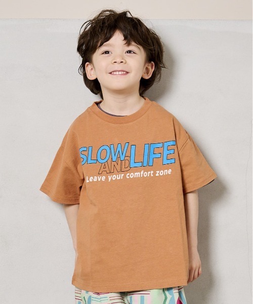Life Support Products(ライフサポートプロダクツ)の「半袖プリントT(80~150cm)(Tシャツ/カットソー・キッズ・オレンジ/ネイビー/マスタード/チャコール/キナリ/カーキ/ブラック/エメラルド/オフホワイト/杢グレー・80/90/95/100/110/120/130/140/150)」の10枚目の写真