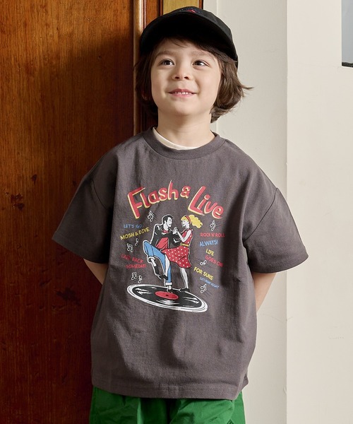 Life Support Products(ライフサポートプロダクツ)の「半袖プリントT(80~150cm)(Tシャツ/カットソー・キッズ・オレンジ/ネイビー/マスタード/チャコール/キナリ/カーキ/ブラック/エメラルド/オフホワイト/杢グレー・80/90/95/100/110/120/130/140/150)」の5枚目の写真