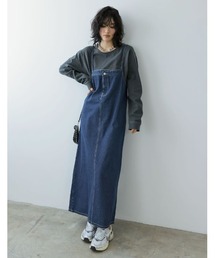 Re:EDIT | [2024SS PRE ORDER][低身長/高身長サイズ有]デニムドロップデザインキャミワンピース(ワンピース)