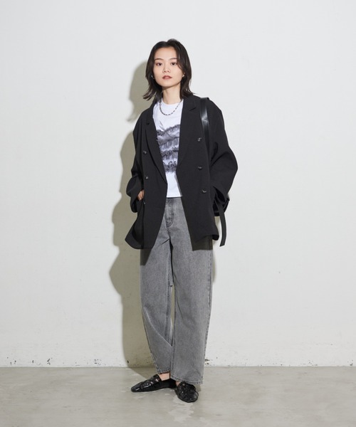 Shelly island（シェリーアイランド）の「オーバーダブルテーラージャケット（テーラードジャケット・レディース・ブラック/ベージュ・FREE）」の12枚目の写真