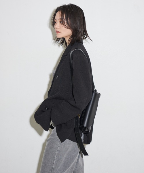 Shelly island（シェリーアイランド）の「オーバーダブルテーラージャケット（テーラードジャケット・レディース・ブラック/ベージュ・FREE）」の9枚目の写真