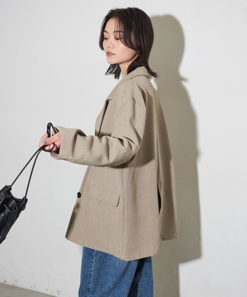 Shelly island（シェリーアイランド）の「オーバーダブルテーラージャケット（テーラードジャケット・レディース・ブラック/ベージュ・FREE）」の5枚目の写真