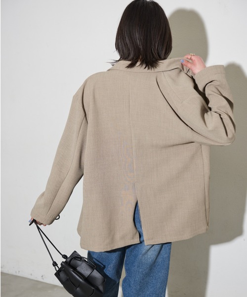 Shelly island（シェリーアイランド）の「オーバーダブルテーラージャケット（テーラードジャケット・レディース・ブラック/ベージュ・FREE）」の6枚目の写真