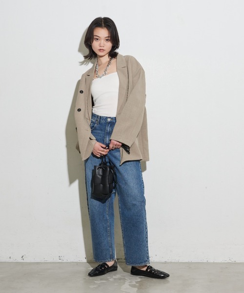 Shelly island（シェリーアイランド）の「オーバーダブルテーラージャケット（テーラードジャケット・レディース・ブラック/ベージュ・FREE）」の7枚目の写真