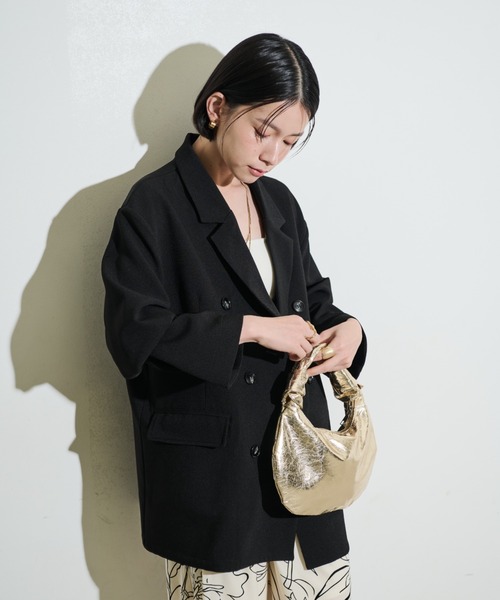 Shelly island（シェリーアイランド）の「オーバーダブルテーラージャケット（テーラードジャケット・レディース・ブラック/ベージュ・FREE）」の20枚目の写真