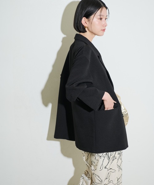 Shelly island（シェリーアイランド）の「オーバーダブルテーラージャケット（テーラードジャケット・レディース・ブラック/ベージュ・FREE）」の21枚目の写真