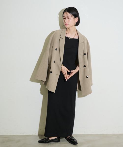 Shelly island（シェリーアイランド）の「オーバーダブルテーラージャケット（テーラードジャケット・レディース・ブラック/ベージュ・FREE）」の22枚目の写真