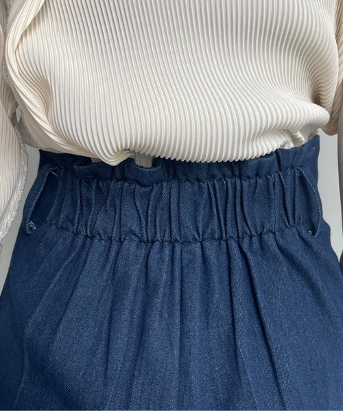 Thevon(ゼボン)の「ベルト付きデニムハイウエストタックパンツ(デニムパンツ・レディース・ブラック/ネイビー・M/S)」の16枚目の写真