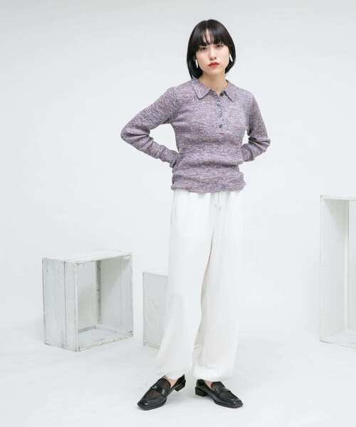 KBF（ケイビーエフ）の「ネップスウェットパンツ（その他パンツ・レディース・ネイビー/オフホワイト・ONE）」の8枚目の写真