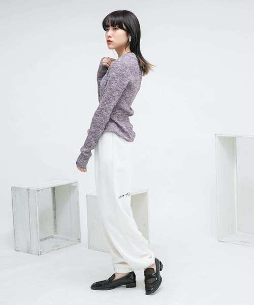 KBF（ケイビーエフ）の「ネップスウェットパンツ（その他パンツ・レディース・ネイビー/オフホワイト・ONE）」の9枚目の写真