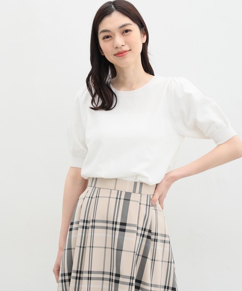 Honeys（ハニーズ）の「５分袖ニットトップス（ニット/セーター・レディース・ブルー/レッド/ベージュ/ブラック/アイボリー・M/S/L）」の8枚目の写真