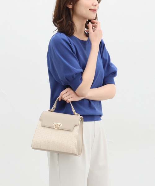 Honeys（ハニーズ）の「５分袖ニットトップス（ニット/セーター・レディース・ブルー/レッド/ベージュ/ブラック/アイボリー・M/S/L）」の12枚目の写真