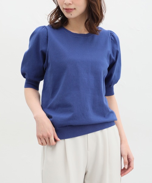 Honeys（ハニーズ）の「５分袖ニットトップス（ニット/セーター・レディース・ブルー/レッド/ベージュ/ブラック/アイボリー・M/S/L）」の13枚目の写真