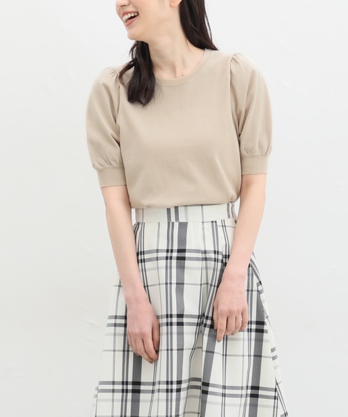 Honeys（ハニーズ）の「５分袖ニットトップス（ニット/セーター・レディース・ブルー/レッド/ベージュ/ブラック/アイボリー・M/S/L）」の17枚目の写真