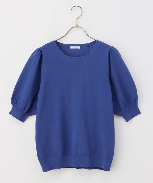 Honeys（ハニーズ）の「５分袖ニットトップス（ニット/セーター・レディース・ブルー/レッド/ベージュ/ブラック/アイボリー・M/S/L）」の22枚目の写真