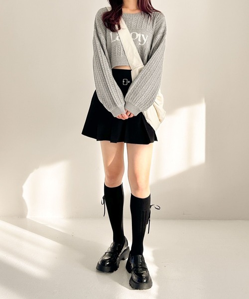 Heather(ヘザー)の「ケーブルロゴニット 111081(ニット/セーター・レディース・オフホワイト/グレー/ネイビー・FREE)」の11枚目の写真