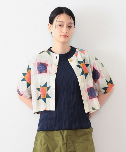 ビームスボーイ　BOY キルトプリント バックトゥフロント シャツ　新品 ブラウ BEAMS BOY（ビームスボーイ）の「BEAMS BOY / BOY キルトプリント