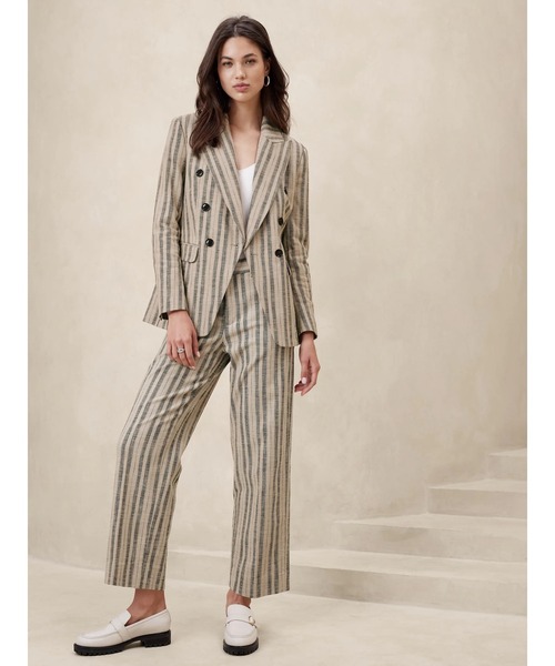 新品未使用品✨バナナリパブリック パンツスーツセット 上下 グレーストライプ 2025年最新】Banana Republic レディース ビジネス パンツスーツ