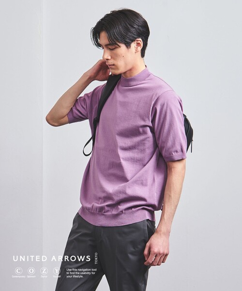 UNITED ARROWS（ユナイテッドアローズ）の「コットン/ポリエステル モックネックニット COZY -ウォッシャブル・抗菌防臭-（ニット/セーター・メンズ・ライトグレー/ホワイト/パープル/ネイビー/ブラック・S/L/XXL/XL/M）」の5枚目の写真