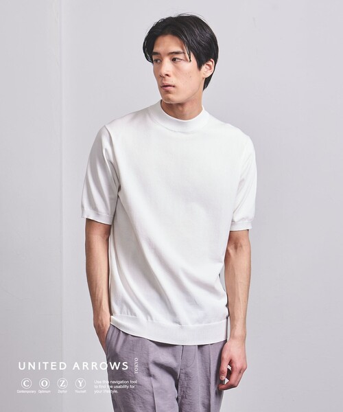 UNITED ARROWS（ユナイテッドアローズ）の「コットン/ポリエステル モックネックニット COZY -ウォッシャブル・抗菌防臭-（ニット/セーター・メンズ・ライトグレー/ホワイト/パープル/ネイビー/ブラック・S/L/XXL/XL/M）」の2枚目の写真