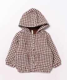 Quincy Mae(NCV[C)/Quincy Mae/HOODED WOVEN JACKET || PLUM GINGHAM(̑AE^[)