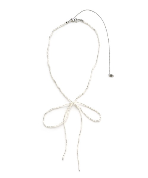 colleca la（コレカラ）の「ビーズリボンネックレス/チョーカー（ネックレス・レディース・ホワイト/ブラック・FREE）」の3枚目の写真