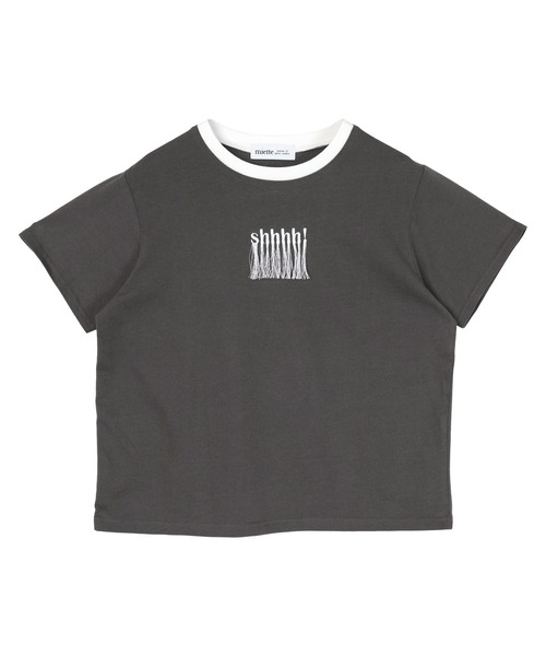 miette（ミエット）の「フリンジロゴ刺繍Tシャツ（Tシャツ/カットソー・レディース・オフホワイト/ブラック/チャコール・FREE）」の11枚目の写真
