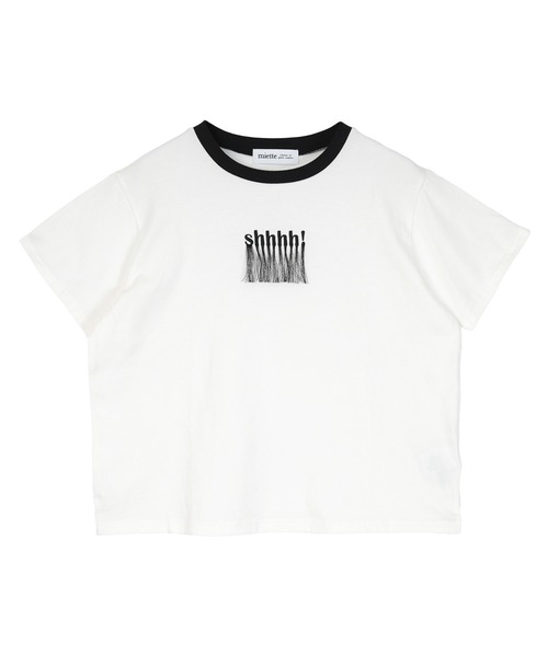 miette（ミエット）の「フリンジロゴ刺繍Tシャツ（Tシャツ/カットソー・レディース・オフホワイト/ブラック/チャコール・FREE）」の9枚目の写真