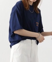 オーバーサイズ 胸ポケットワンポイント刺繍Tシャツ