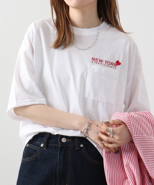 FUNALIVE(ファンアライブ)の「オーバーサイズ 胸ポケットワンポイント刺繍Tシャツ(Tシャツ/カットソー・メンズ・ブラック/ブラック系その他2/ホワイト系その他2/スミクロ/ネイビー/インディゴブルー/ホワイト/ライトブラック・M/L/LL)」の3枚目の写真