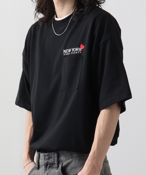 FUNALIVE(ファンアライブ)の「オーバーサイズ 胸ポケットワンポイント刺繍Tシャツ(Tシャツ/カットソー・メンズ・ブラック/ブラック系その他2/ホワイト系その他2/スミクロ/ネイビー/インディゴブルー/ホワイト/ライトブラック・M/L/LL)」の6枚目の写真