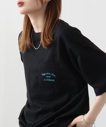 オーバーサイズ 胸ポケットワンポイント刺繍Tシャツ