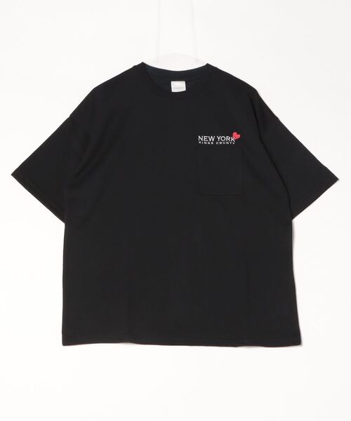 セール】オーバーサイズ 胸ポケットワンポイント刺繍Tシャツ（T