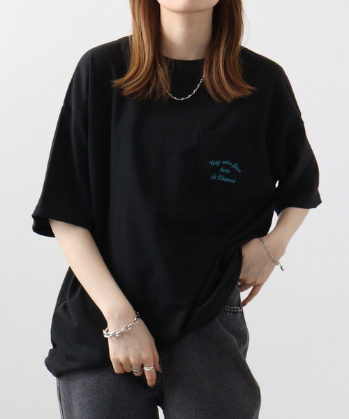 FUNALIVE(ファンアライブ)の「オーバーサイズ 胸ポケットワンポイント刺繍Tシャツ(Tシャツ/カットソー・メンズ・ブラック/ブラック系その他2/ホワイト系その他2/スミクロ/ネイビー/インディゴブルー/ホワイト/ライトブラック・M/L/LL)」の19枚目の写真