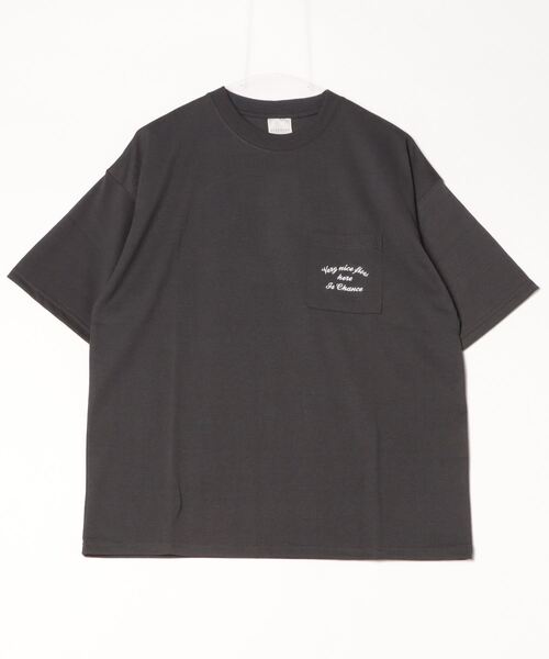 セール】オーバーサイズ 胸ポケットワンポイント刺繍Tシャツ（T