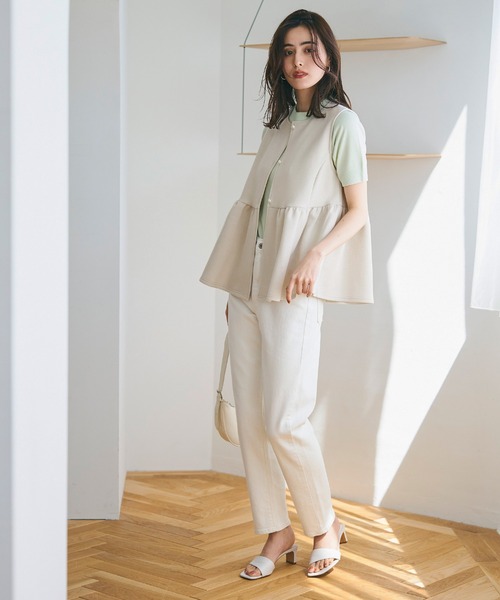 coca（coca）（コカ）の「ハリ感ダンボールパール釦ベスト（ベスト・レディース・ライトグレー/ブラック・M/L）」の5枚目の写真