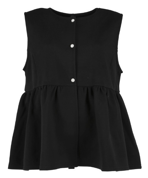 coca（coca）（コカ）の「ハリ感ダンボールパール釦ベスト（ベスト・レディース・ライトグレー/ブラック・M/L）」の11枚目の写真